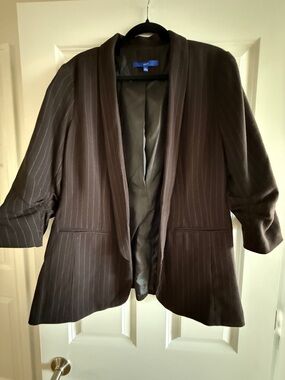 Apt. 9 Women's Dark Brown Pinstripe Open Blazer